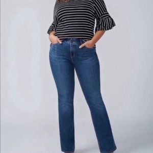NWT LANE BRYANT SIMPLY STRAIGHT BLUE DENIM JEANS SIZE 14 AVERAGE.